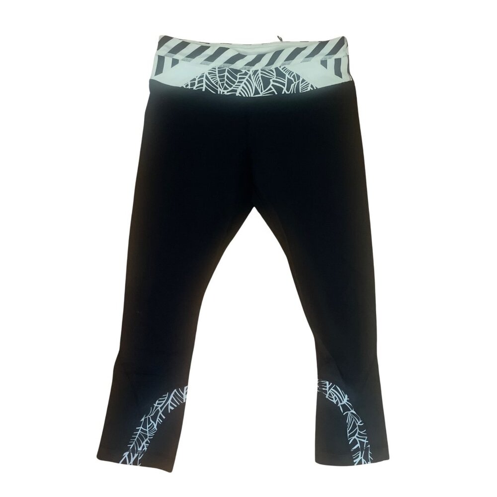 Lululemon Women Yoga Cropped Leggings Black White Size 6